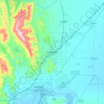 Vacaville topographic map, elevation, terrain
