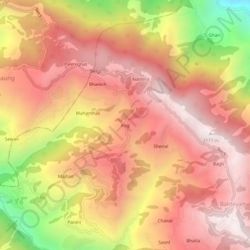Kog topographic map, elevation, terrain