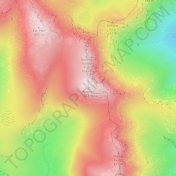 Bowfell topographic map, elevation, terrain