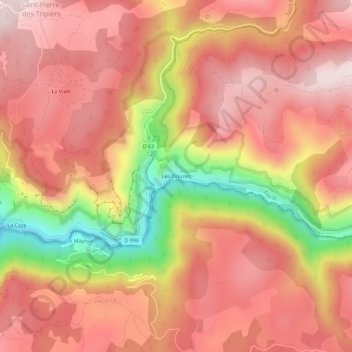Les Douzes topographic map, elevation, terrain