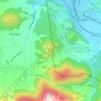 la Roque topographic map, elevation, terrain
