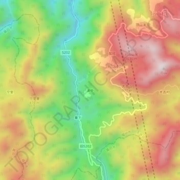 溪中 topographic map, elevation, terrain