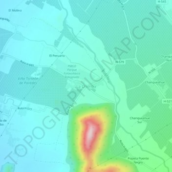 La Chimba topographic map, elevation, terrain