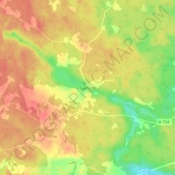 Saxtorp topographic map, elevation, terrain