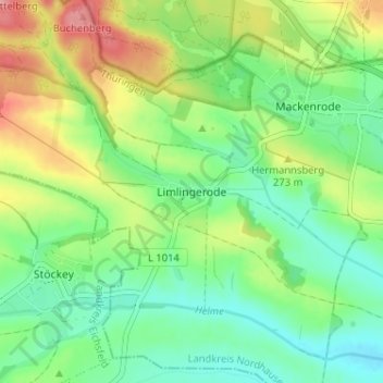 Limlingerode topographic map, elevation, terrain