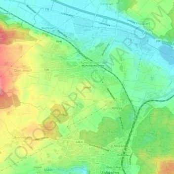 Üedeli topographic map, elevation, terrain