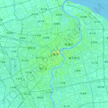 Shanghai topographic map, elevation, terrain