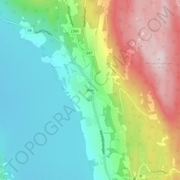 Hov topographic map, elevation, terrain