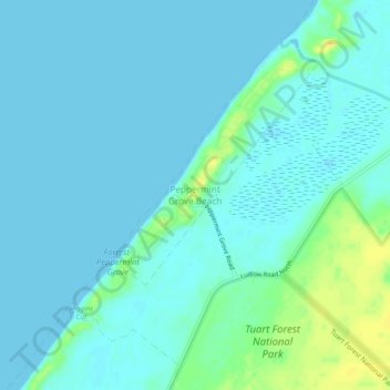 Peppermint Grove Beach topographic map, elevation, terrain