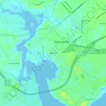 Bayshore topographic map, elevation, terrain