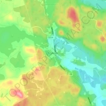 Arrakoski topographic map, elevation, terrain