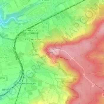 Einkorn topographic map, elevation, terrain