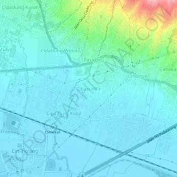 Cibiru Hilir topographic map, elevation, terrain