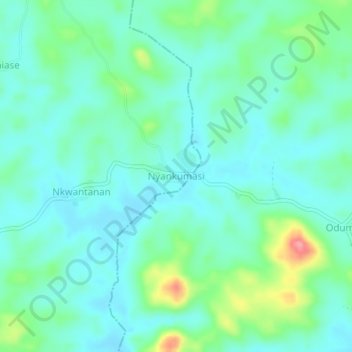 Nyankumasi topographic map, elevation, terrain