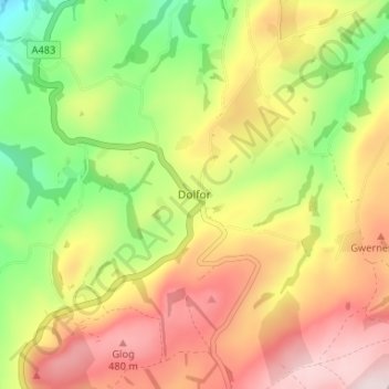 Dolfor topographic map, elevation, terrain