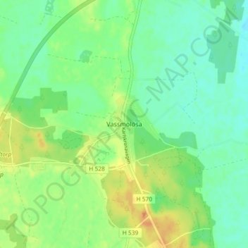 Vassmolösa topographic map, elevation, terrain