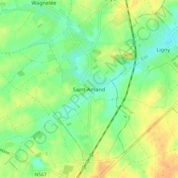 Saint-Amand topographic map, elevation, terrain