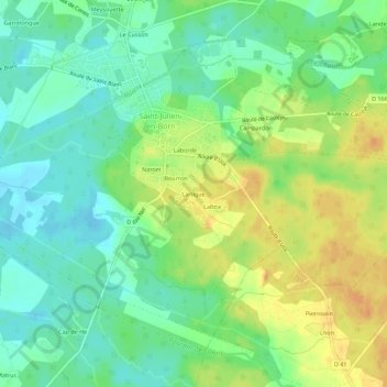 Lartigue topographic map, elevation, terrain
