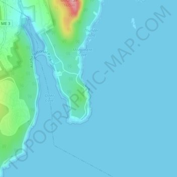 Otter Cliffs topographic map, elevation, terrain