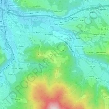 Wolfsberg topographic map, elevation, terrain