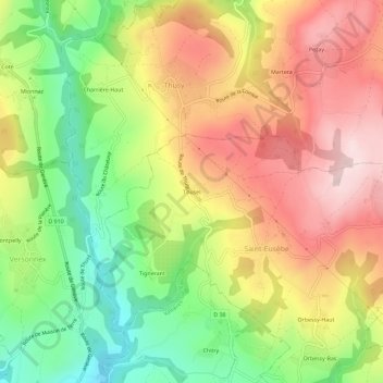 Thusel topographic map, elevation, terrain