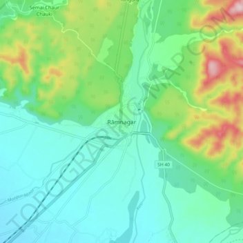 Rāmnagar topographic map, elevation, terrain