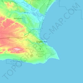 Gqeberha topographic map, elevation, terrain