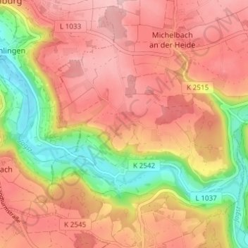 Binselberg topographic map, elevation, terrain