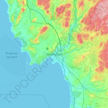 Halmstad topographic map, elevation, terrain