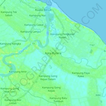 Kota Putera topographic map, elevation, terrain