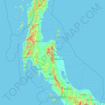 Nakhon Si Thammarat Province topographic map, elevation, terrain