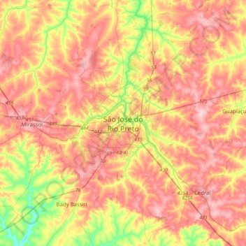 São José do Rio Preto topographic map, elevation, terrain