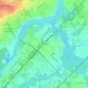 Penns Neck topographic map, elevation, terrain