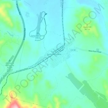 Santa Margarita topographic map, elevation, terrain