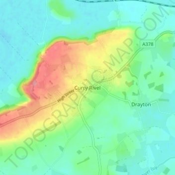 Curry Rivel topographic map, elevation, terrain