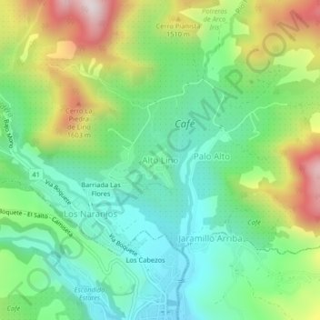 Alto Lino topographic map, elevation, terrain