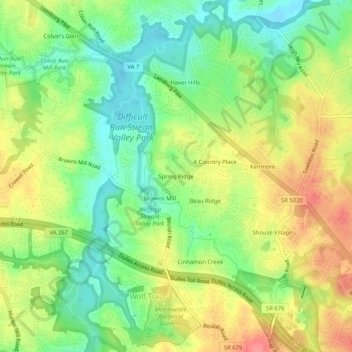 Spring Ridge topographic map, elevation, terrain
