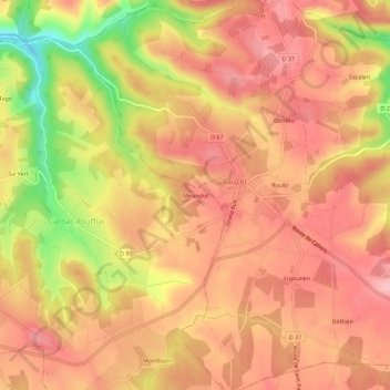 Mirandol topographic map, elevation, terrain