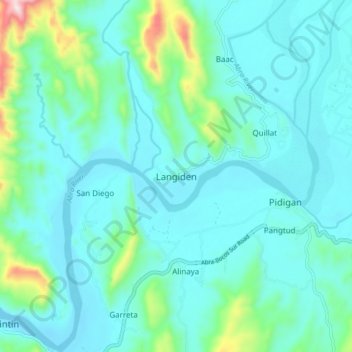 Langiden topographic map, elevation, terrain
