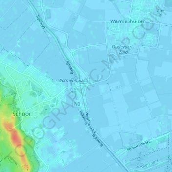 Schoorldam topographic map, elevation, terrain
