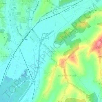 Cubinec topographic map, elevation, terrain