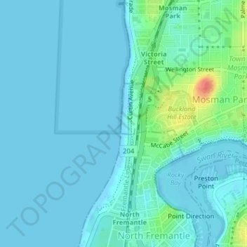 Mosman Beach topographic map, elevation, terrain