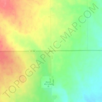 Rush topographic map, elevation, terrain