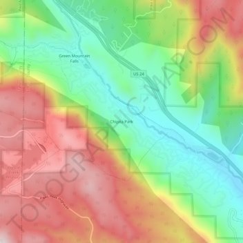 Chipita Park topographic map, elevation, terrain