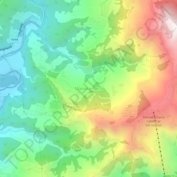 Manakamana topographic map, elevation, terrain