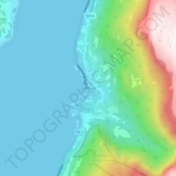 Lofthus topographic map, elevation, terrain