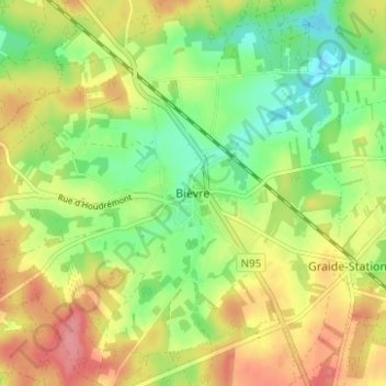 Bièvre topographic map, elevation, terrain