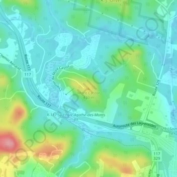 Mont Castor topographic map, elevation, terrain