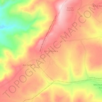 Aïn El Hamra topographic map, elevation, terrain