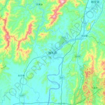 融水县 topographic map, elevation, terrain